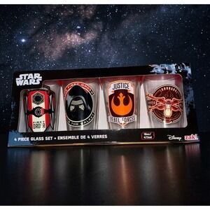 Star Wars Zak Designs 4pc 16oz Pint Glass Set Rebel Alliance Kylo Ren X-Wing